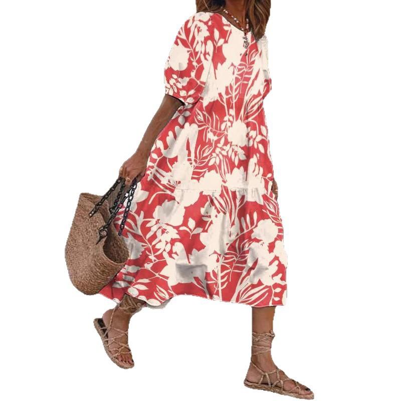 New Summer Models For Ebay Independent Station Fashion Medium-Sleeved Loose Women'S Dress