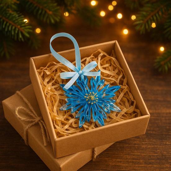 Yousheng 1/2/5Pcs Handmade Christmas Ornament Blue Golden Reindeer Snowflake Charm Christmas Tree Pendant Holiday Decoration