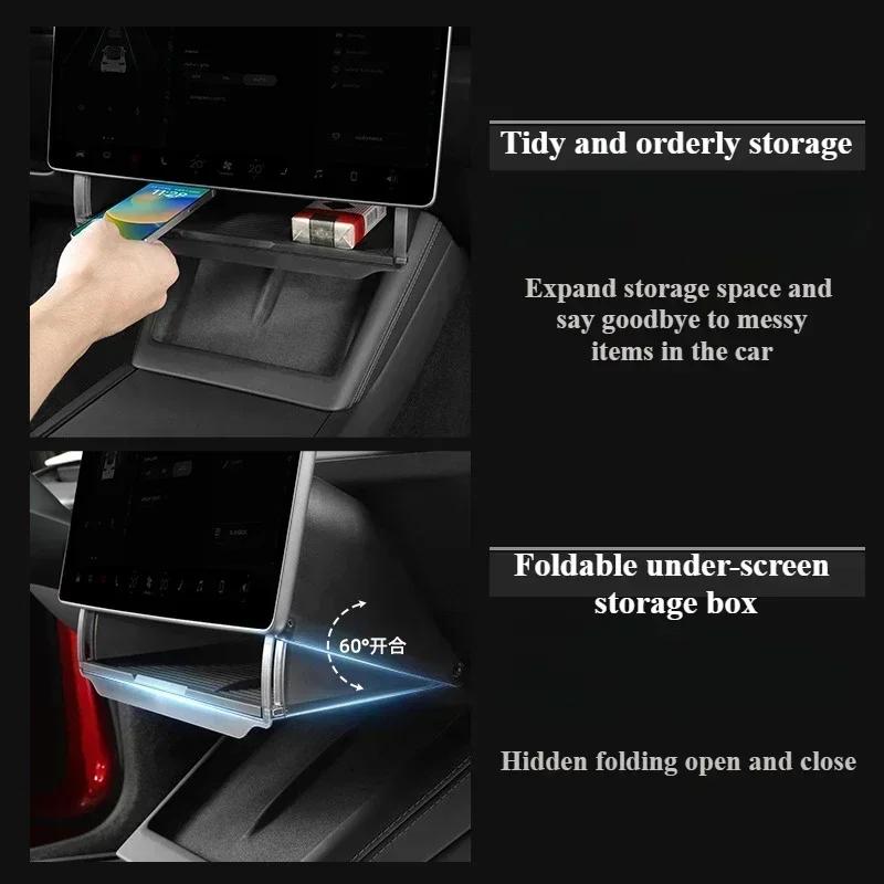 ALI1 Under Screen Storage Box for Tesla Model Y/3+ Highland Model Y juniper Central Control Hidden Storage Organizer Tray Accessories