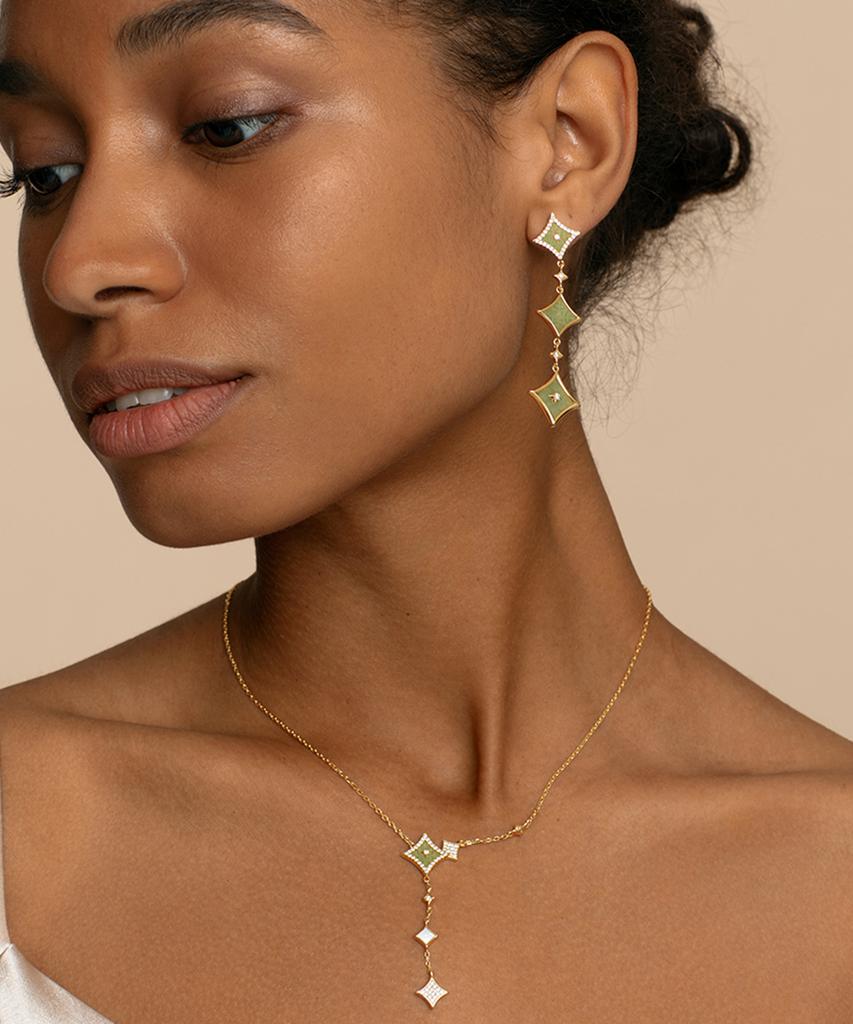 Lola Rose Starry Aventurine Chain Drop Silver Earrings
