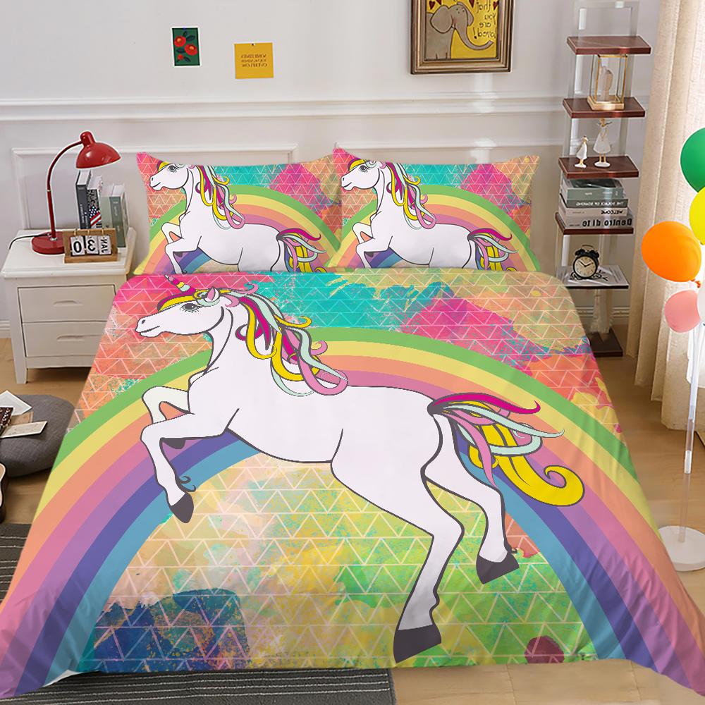 2023 Новый стильный комплект одеяла с подушкой для постельного белья, уникальный дизайн, домашний текстиль, пододеяльник с принтом единорога, комплект для девочек, один пододеяльник