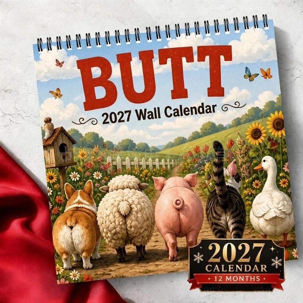Jan 2027- Dec 2027 Hanging Wall Calendar Cartoon Cow 2027 Calendar Wall Calendar  for Office