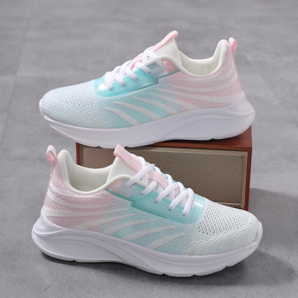 Женские дышащие кроссовки для бега из сетки Flyknit - Низкие, Большого размера, Повседневные кеды для Весны/Лета