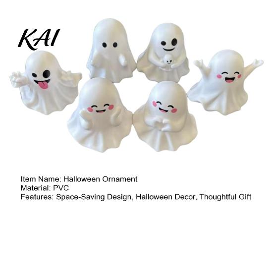 Playful Desk Accessories for Women 6Pcs Halloween Ghost Figurine, Cute Pen Holder, Miniature Decor, Funny Compact Holders Pencil Stand Ornament,