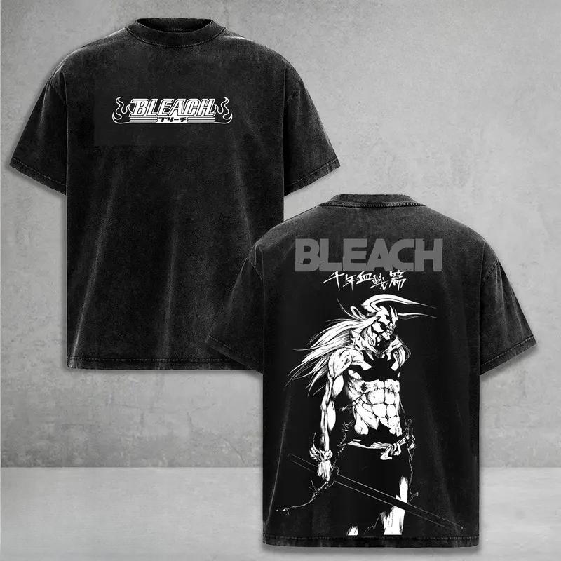 Anime BLEACH Yhwach Printed Tee Men Women Washed Cotton T-shirts Short Sleeve Vintage T Shirt Harajuku Unisex Oversized Tshirt