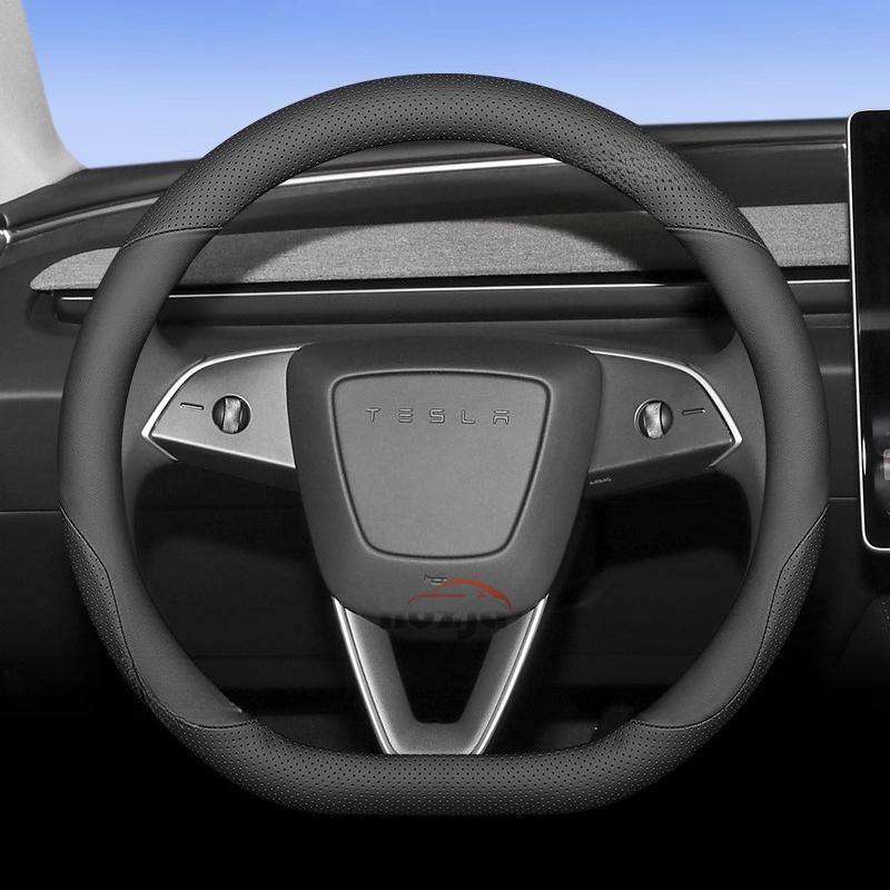 36cm 38cm Leather Car Steering Wheel Cover for Tesla Model S X 3 Q Y Steering Covers Interior Accessories