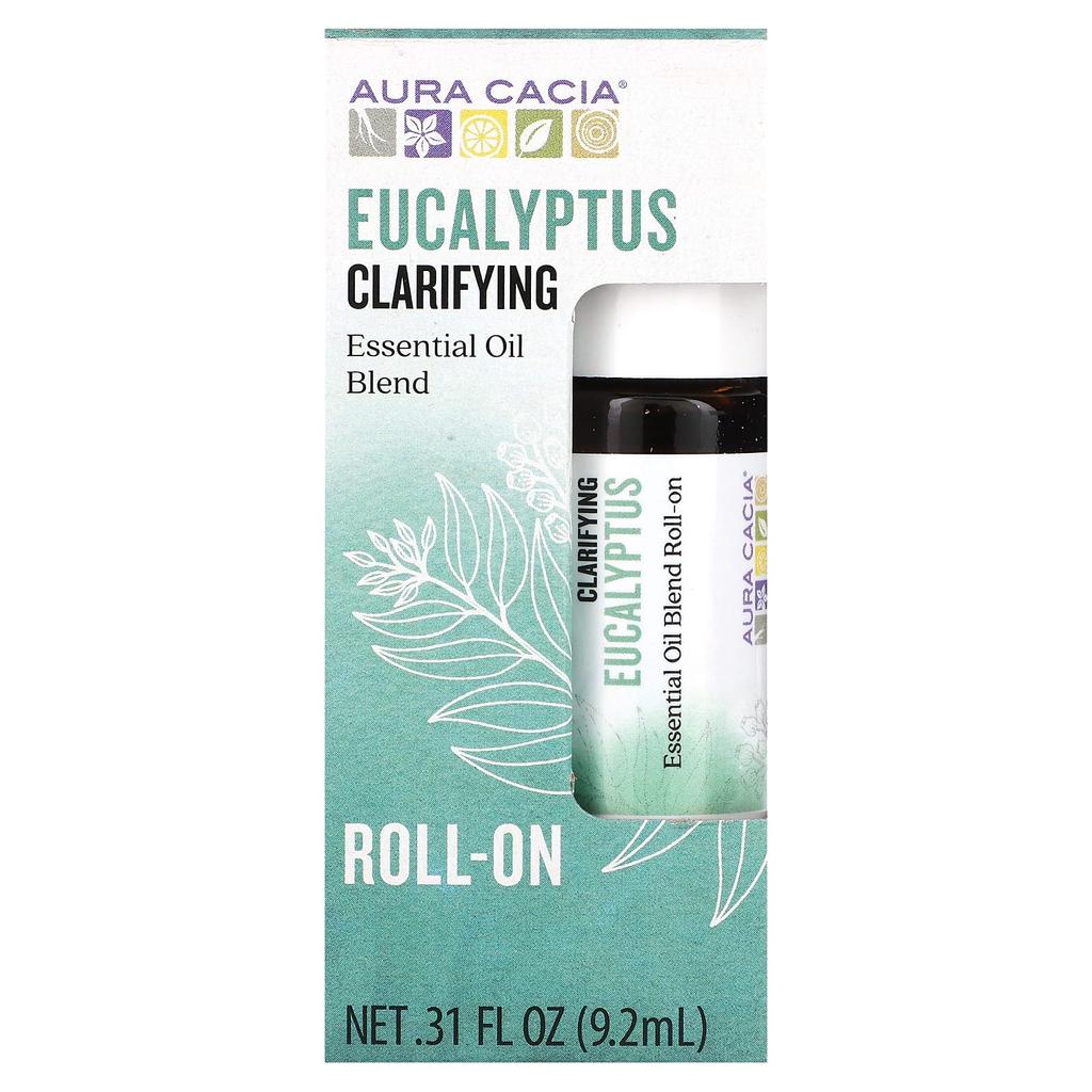Aura Cacia Essential Oil Blend, Clearing Roll-On, Eucalyptus, .31 Fl Oz (9.2 Ml)