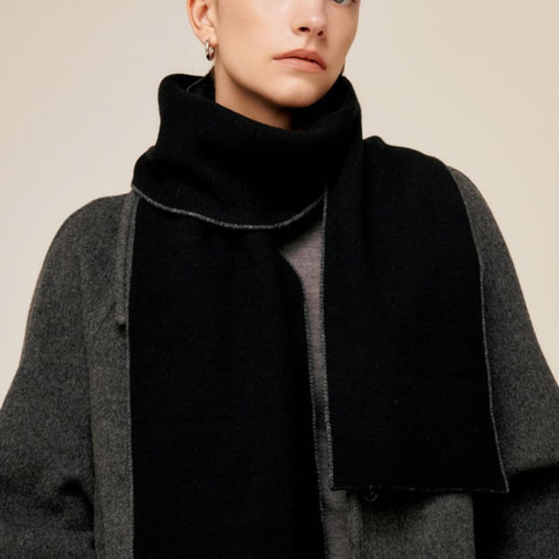 Saint Luxure Double-Sided Color Block Muffler Black Charcoal