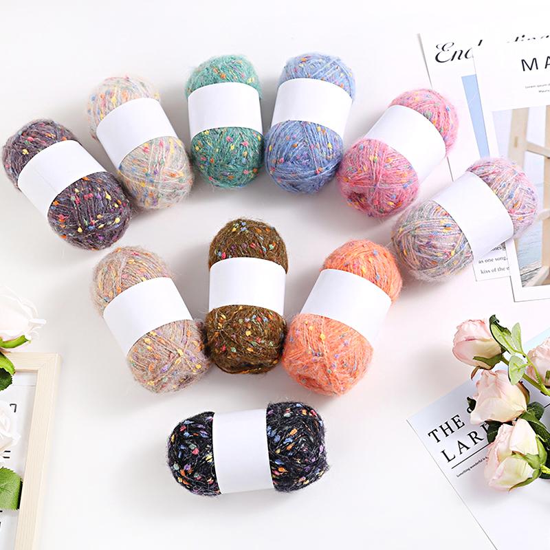 1 Roll DIY Knitting Crochet Rainbow Color Mohair Yarn 50g/ball Hand-woven Dot Comfortable