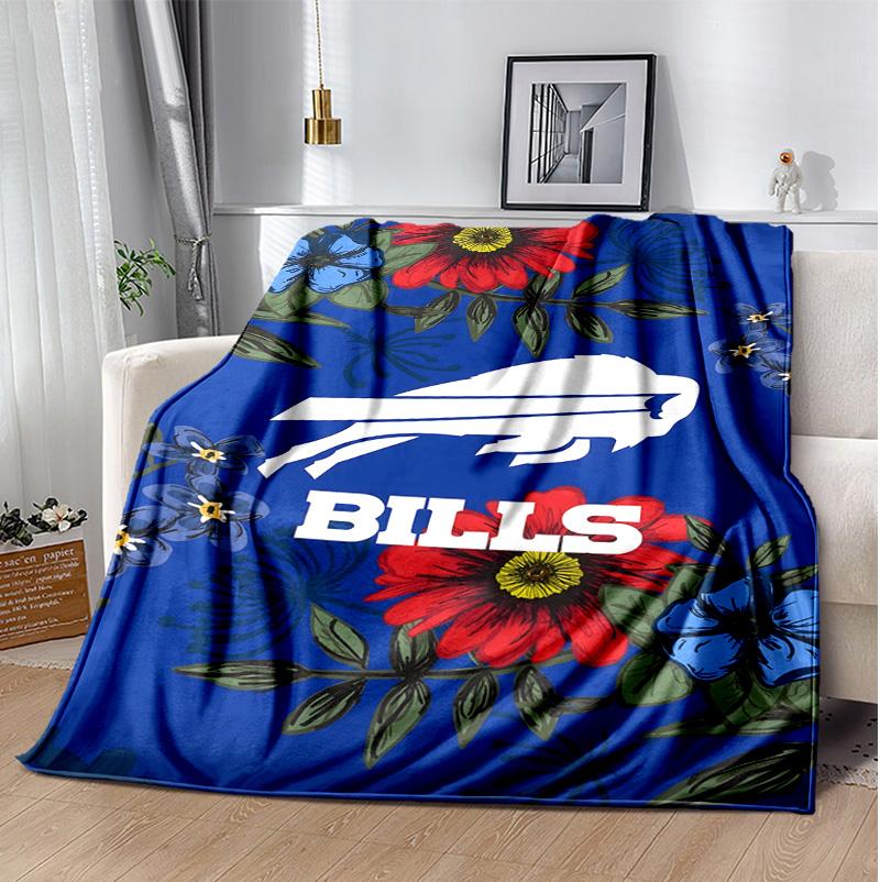 Bills Team Flannel Blanket Soft Warm All-Season Throw, Design for Camping, Car Travel, Hiking Sofa, Bed, Office Perfect Gift for Parties