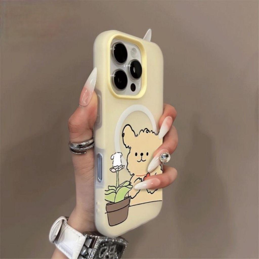 Magnetic Jelly Two-in-one Mobile Phone Case for Iphone14 Cartoon Cute Solid Color Frosted Mobile Phone Case Trendy Style