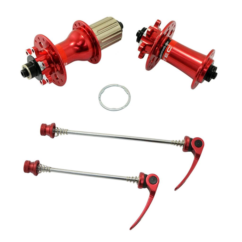 NOVATEC D791SB D792SB MTB 28 Hole Disc Hubs NA2355 + w/Skewers,1 Pair, Red,