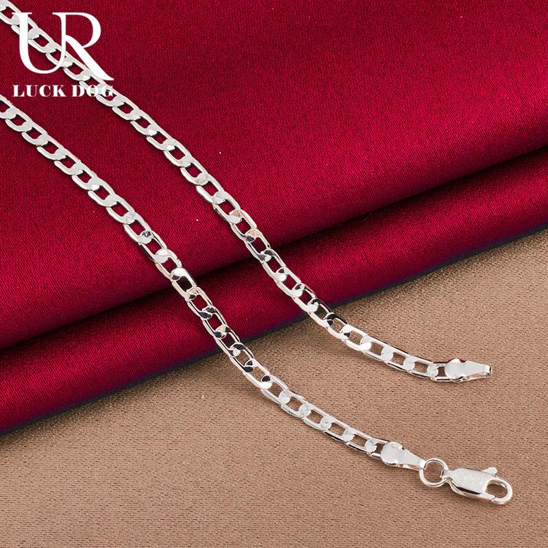 925 стерлингового серебра 16/18/20/22/24/26/28/30 дюймов 4 мм боковое ожерелье модные свадебные украшения