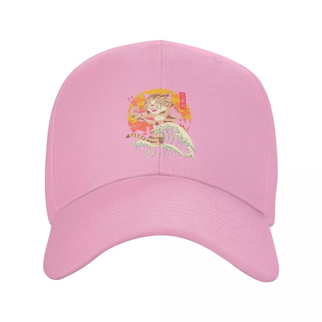 Classic Unisex Japanese Cat Baseball Cap Adult Neko Sushi Kanagawa Wave Adjustable Dad Hat Unisex Women Outdoor Snapback Caps
