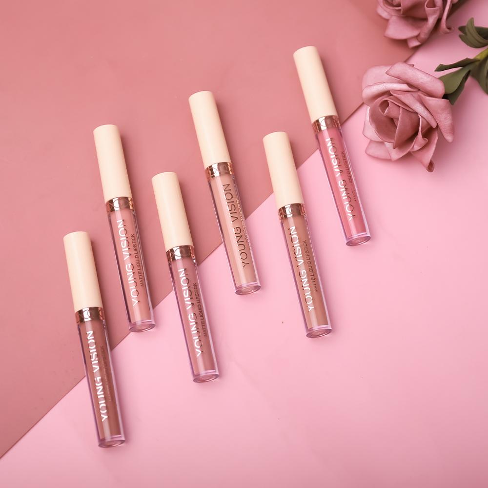 YOUNG VISION Набор из 6-ти цветных блесков для губ, водостойкий, с антипригарным покрытием