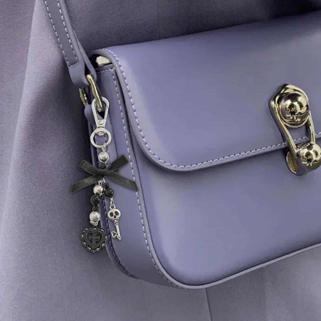 Elegant Bowknot Heart Crucifix Keychain for Women Stylish Key Chain Accessory Religious Symbol Keyring Accessories