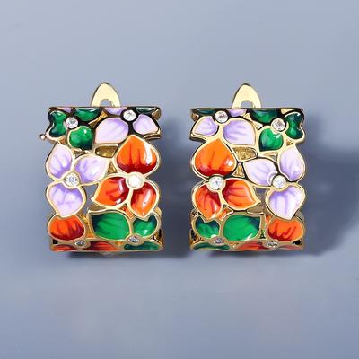 Женские классические серьги Цветочные серьги Красочные модные ювелирные изделия ручной работы с эмалью Элегантные аксессуары для вечеринок Рождественские подарки Женские серьги
