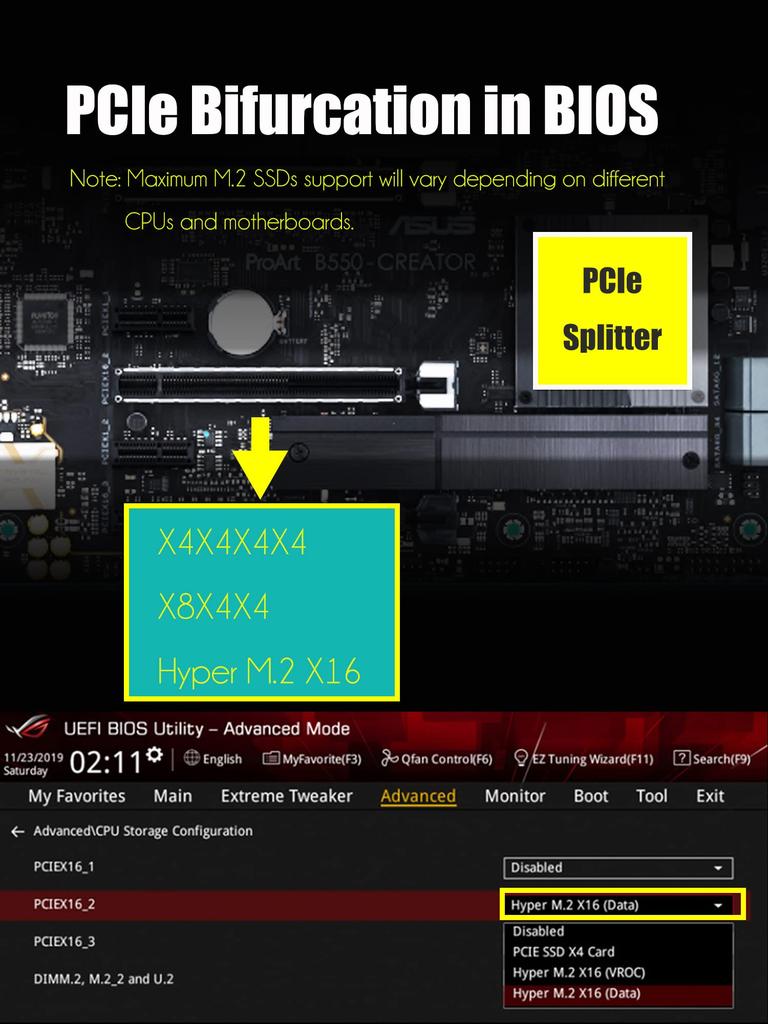 GLOTRENDS PA41 NVMe к PCIe X16 Расширение Без функции PCIe Bifurcation должна поддерживать PCIe Bifurcation Поддерживает NVMe SSD Совместимо с размерами 4-портовый