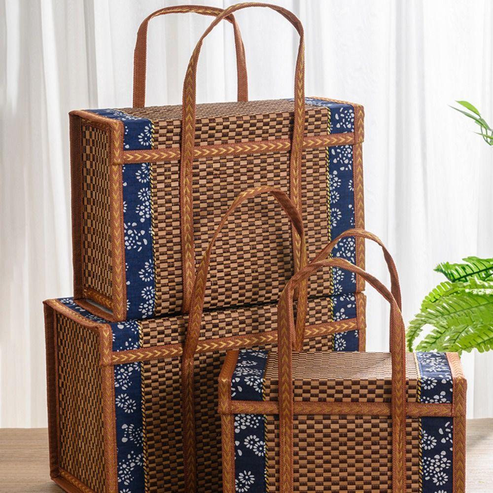Camping Special Outdoor Picnic Hand-Woven Storage Box Storage Basket Bamboo Products Gift Box