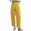 Women's Solid Color Large Size Loose Pocket Cotton Linen Casual Trousers