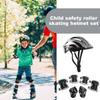 7Pcs Bicycle Sport Protective Gear Set Adjustable Kids Safety Skating Helmet Pad Set 48-55cm for Skateboard/Bike/Skating/Cycling