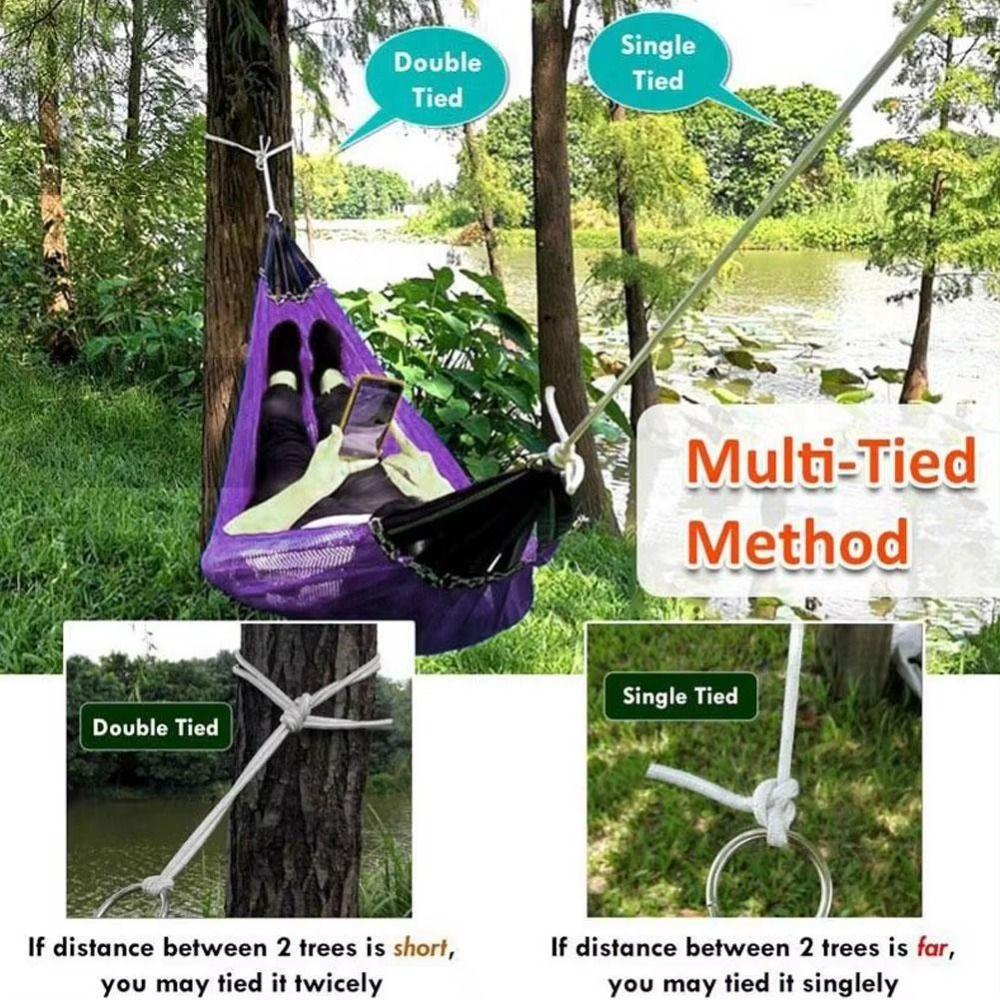 Portable Ice Silk Hanging Bed Cooling Outdoor Camping Swing Sturdy Mesh Hammock Patio