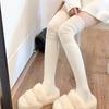 Japan JK Cotton Thigh High Bottoms 2pairs Women Knee Length Socks Ladies Thigh Length SocksWarm Knitted Boot Socks Leg Warmers