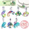 Copper Color Forest Chameleon Charm Pendant Beads Fit Charm Bracelet Original For Women Diy Jewelry Making