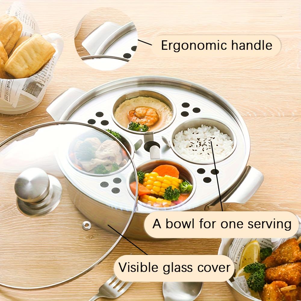 Многосекционная пароварка-мультиварка из нержавеющей стали - подходит для индукционных плит, с эргономичной ручкой, штабелируемая конструкция