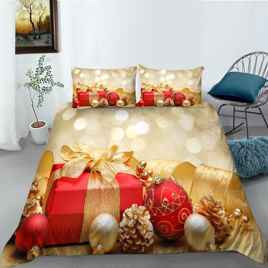 Christmas Themed Home Bedding Set, Bedroom Duvet Cover Bedding Set, EU Full Size Single/double Bed Home Decoration