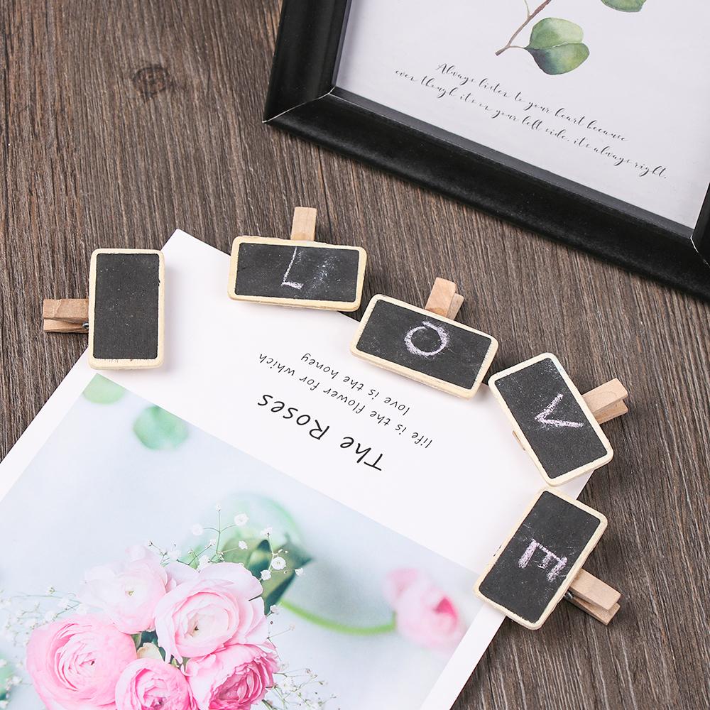 Garden Ornament Memo Wooden Price Stand Chalkboard Message Note Clip Notice Sign Mini Blackboard