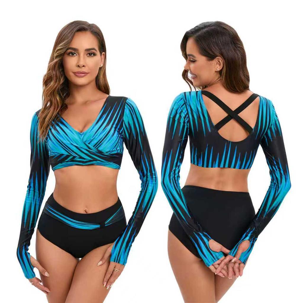 Купальник для серфинга с длинными рукавами, раздельный, солнцезащитный, женский, модный, гидрокостюм для дайвинга