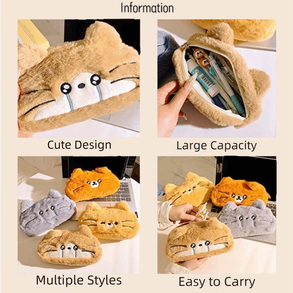 Funny Cat Cartoon Pencil Case Kawaii Stationery Storage Bag Cat Pencil Pouch  School Supplies