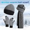 3 шт./набор Унисекс Зимняя шапка-бини Шарф Перчатки Набор Толстая Вязаная Теплая Шапка Перчатки с сенсорным экраном Эластичная Защита ушей Ветрозащитная