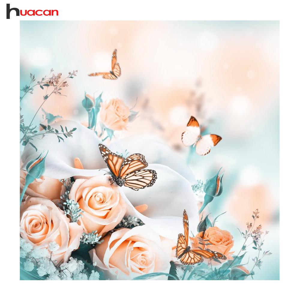 HC 5D DIY Алмазная картина Вышивка крестиком Цветочные и бабочки Кристалл Рукоделие Алмаз