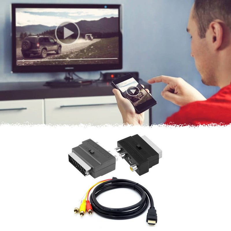 Видео кабели и адаптеры HDMI к 3RCA Scart два в одном адаптерный кабель 1,5 м мужской видео AV аудио Phono