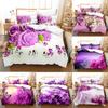 Комплект постельного белья с фиолетовым цветком для двуспальной кровати 200x200, тонкий комплект постельного белья с цветочным рисунком из 3 предметов, 2 предметов с наволочкой, односпальный пододеяльник 220x240
