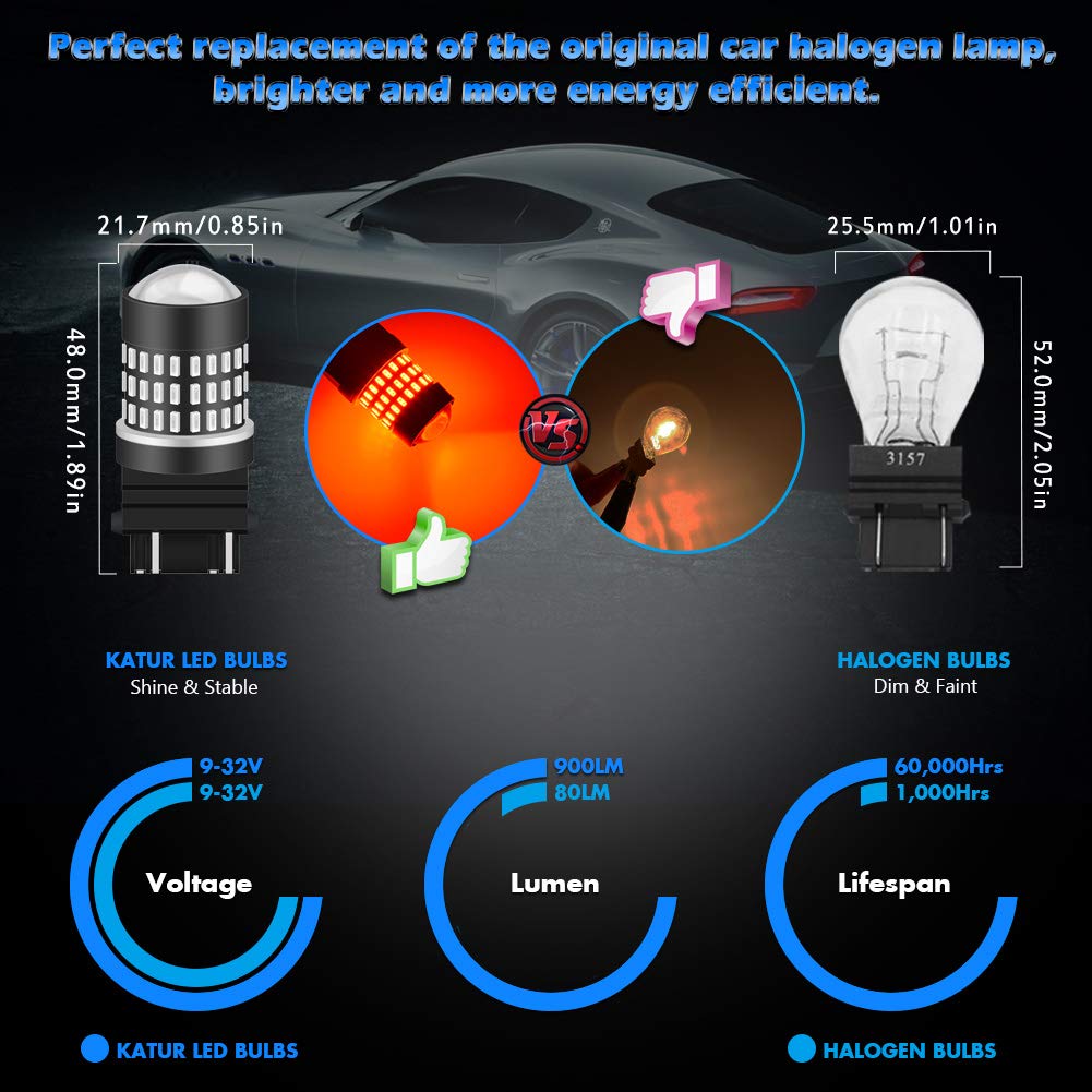 KATUR 2 шт. 900 люмен 3047 3057 3057A 3155 3157 база супер яркая 3014 78SMD линза светодиодная лампа стоп-сигнал поворотник задний фонарь стоп-сигнал красный 12 В-24 В