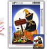 Popular 5D Diy Cross Stitch Halloween Pumpkin And Black Cat Painting Full Drill Cross-Stitch Crafts Kit Wall Sticker Home Decor