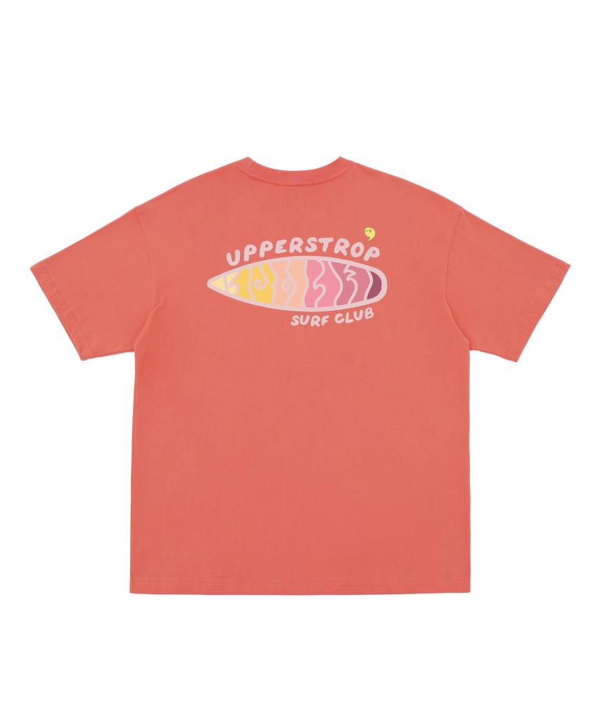 UPPERSTROP [Up9605] Surf Club Board Graphic T-Shirt Coral Red