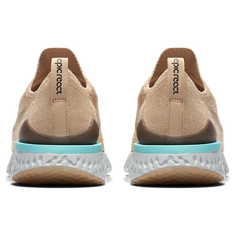 Nike Epic React Flyknit 2 Comfortable Mesh Cushioning Non-Slip Low-Top Marathon Running Shoes Unisex Sneakers Khaki BQ8928-200
