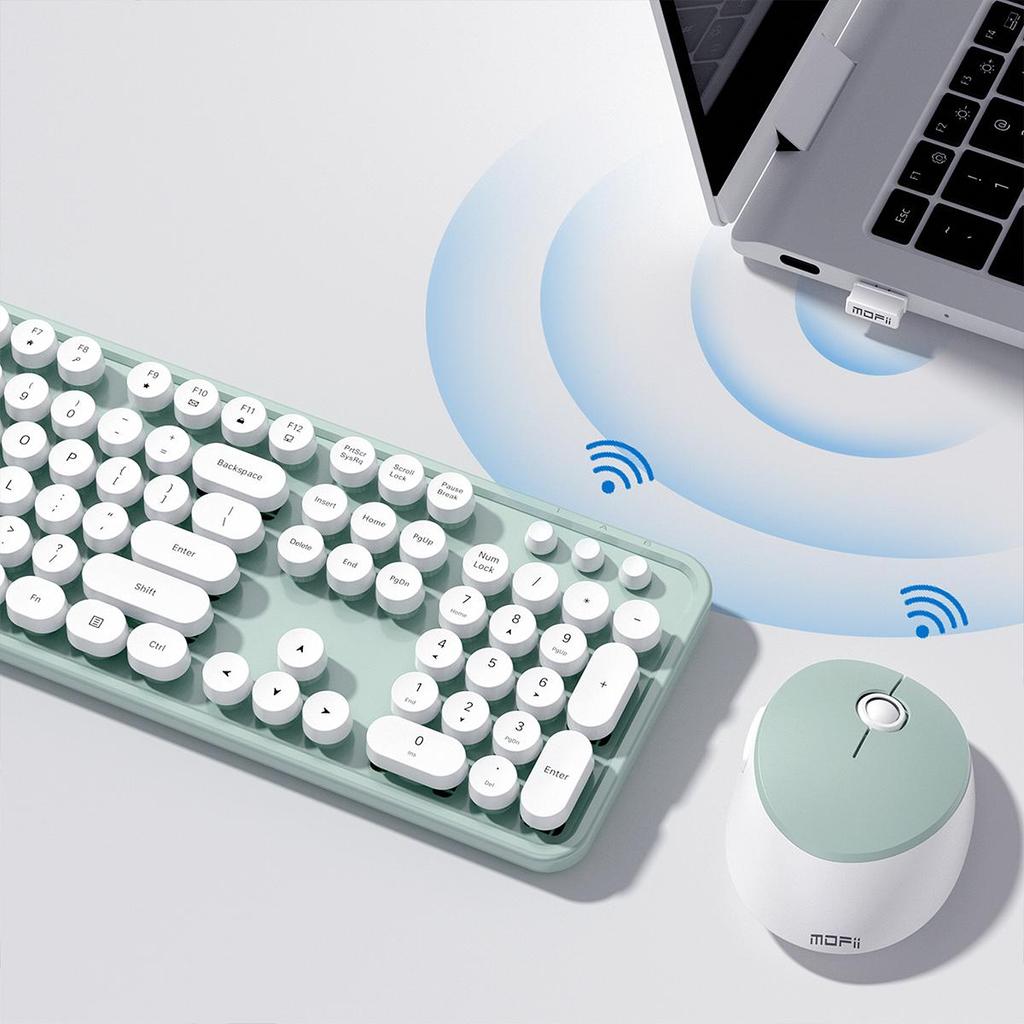Mofii Милый комплект из беспроводной клавиатуры и мыши 2.4G со 104 круглыми клавишами, разработанный для офиса