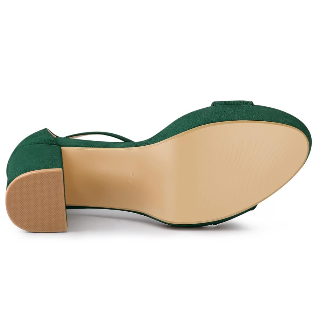 Allegra K Women's Platform High Heel Sandals with Ankle Strap and Chunky Heel, Green, Size 24cm