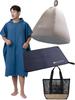 Sauna Set Sauna Sauna Sauna Poncho and Mesh Bag Dark [co-que] (4 Pieces) Hat, Mat, Lite, (Poncho Blue, Hat Greige, Mat Gray)