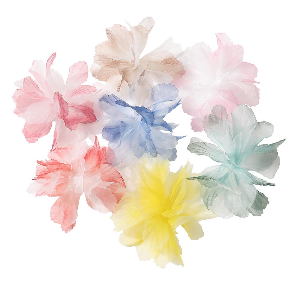 10 шт. 3D Цветочные кружевные аппликации из органзы для свадебного платья, домашний декор, градиентная кружевная отделка, швейные аксессуары, декор для комнаты