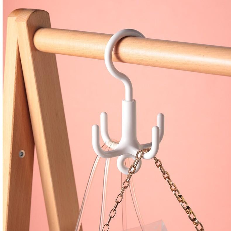 Modern Plastic Fourclaw Storage Hook With Rotating Arms For Wardrobe And Accessories