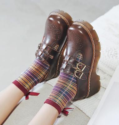 Мода Натуральная кожа ретро обувь женская ремешок на щиколотке толстая подошва платформа круглый носок массивный каблук вечеринка косплей