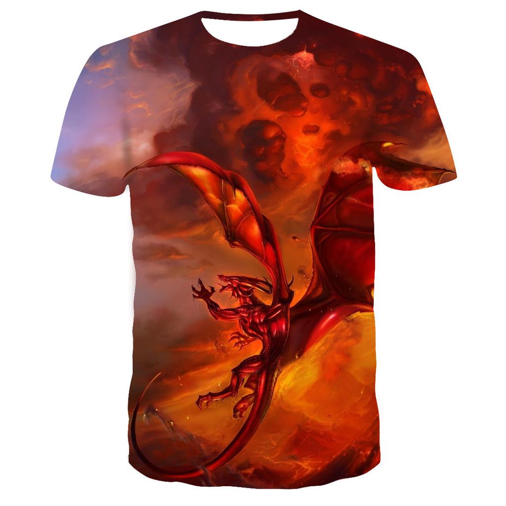 Round Neck Short Sleeve Streetwear Fly Dragon 3D T-shirt Men Women Printed Top Casual Couples Punk T Shirts