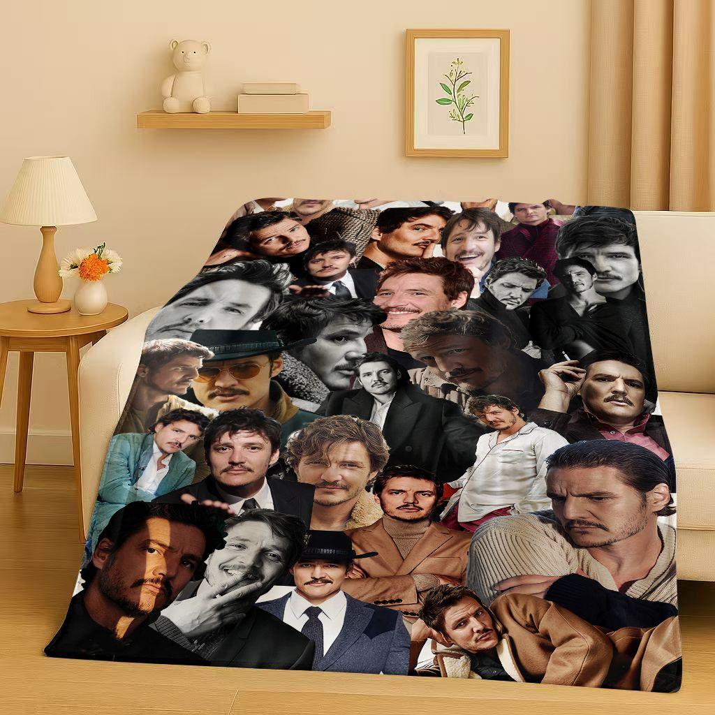 3D Pedro Pascal Handsome Actor Flannel Blanket,Ultra Soft Warm Plush Throw for Home Bedroom Bed Sofa Cover Kids Picnic Gift