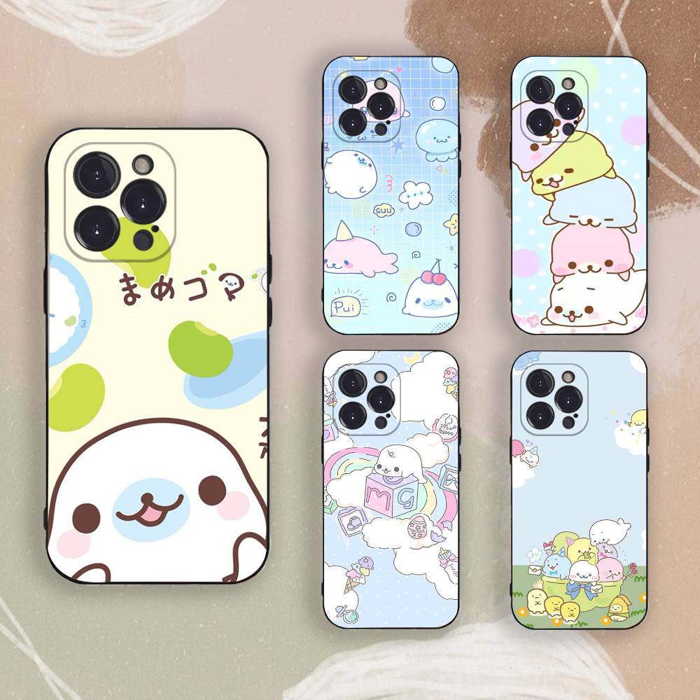 Милый Чехол для Телефона с Печатью M-Mamegoma для iPhone 17,16,15,14,13,12,11,Pro,X,Xs,MAX,Plus, Мягкий ТПУ, Приятный для Кожи Чехол